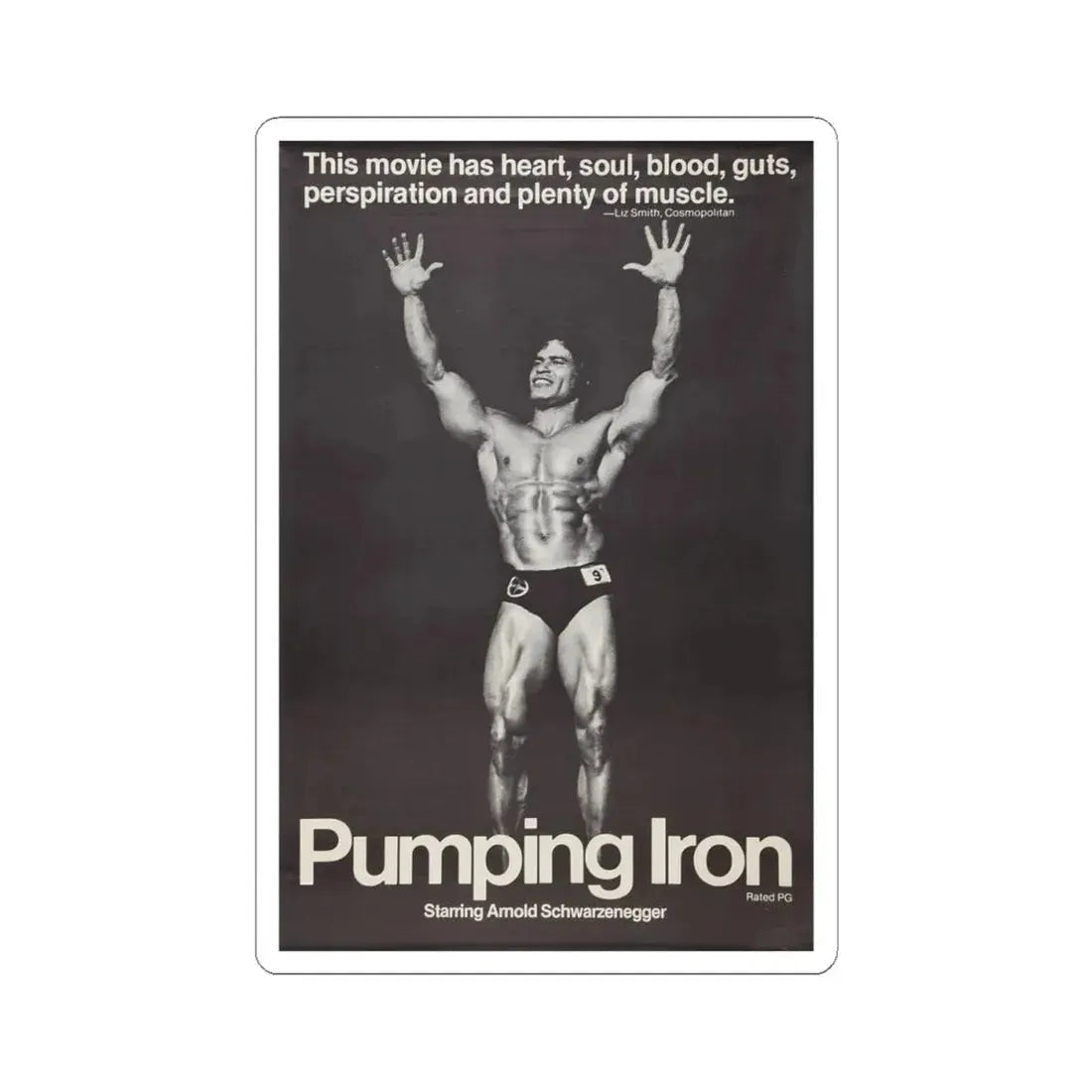 Pumping Iron 1977 Movie Poster - STICKER Vinyl Kiss-Cut Decal 4 Inch White - The Sticker Space