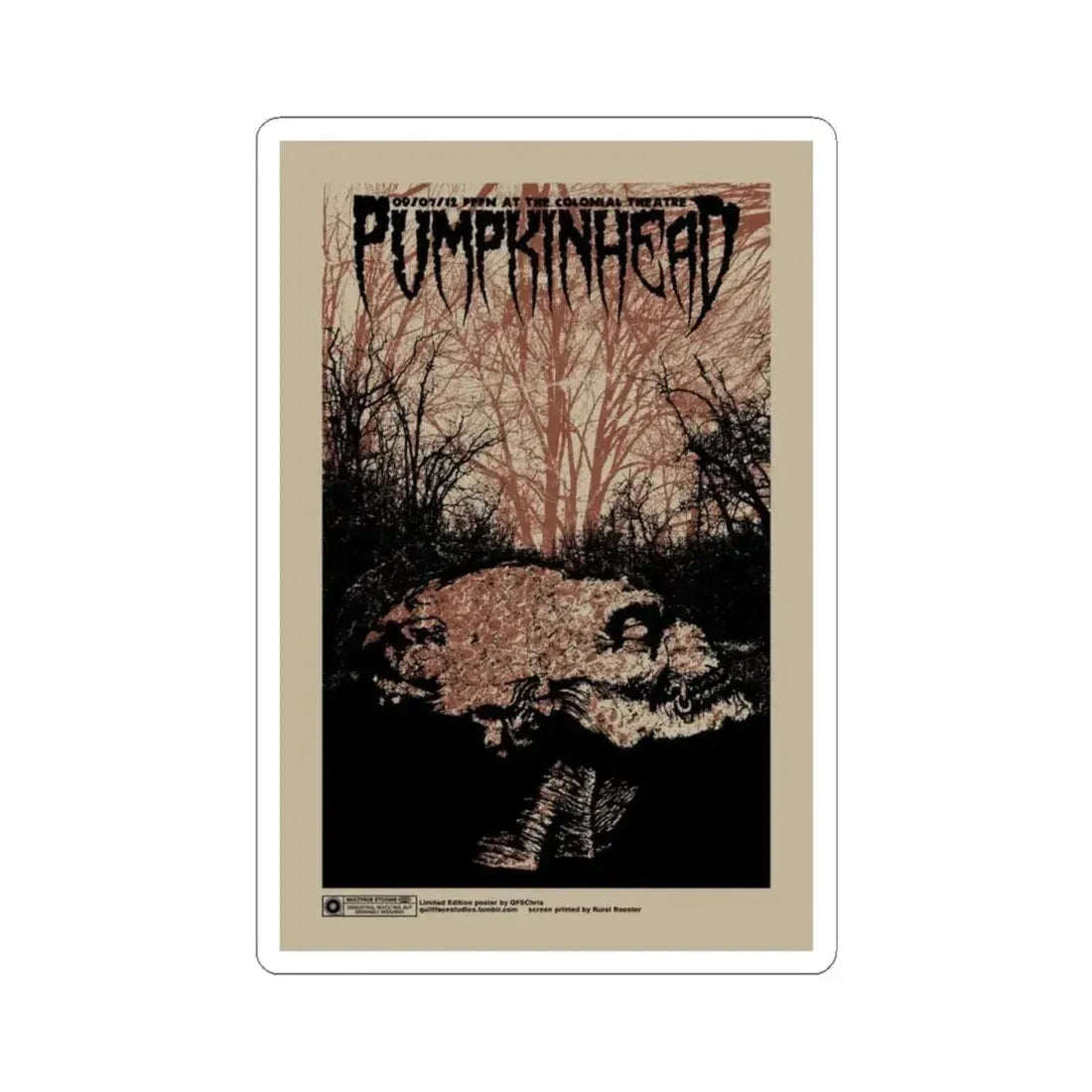 PUMPKINHEAD (RERELEASE) 1988 Movie Poster - STICKER Vinyl Kiss-Cut Decal 4 Inch White - The Sticker Space