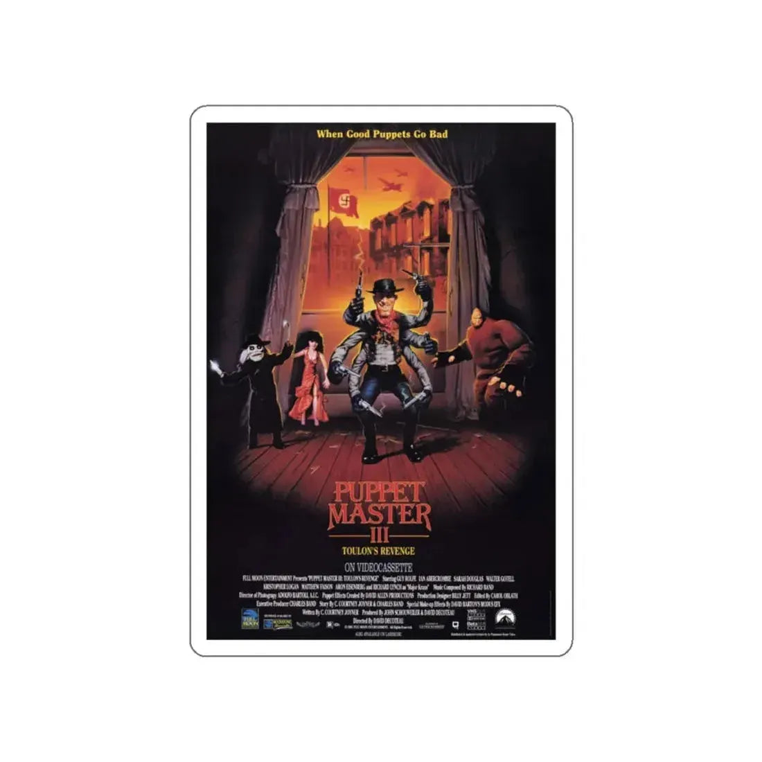 PUPPET MASTER III TOULON'S REVENGE 1991 Movie Poster STICKER Vinyl Die-Cut Decal 6 Inch - The Sticker Space