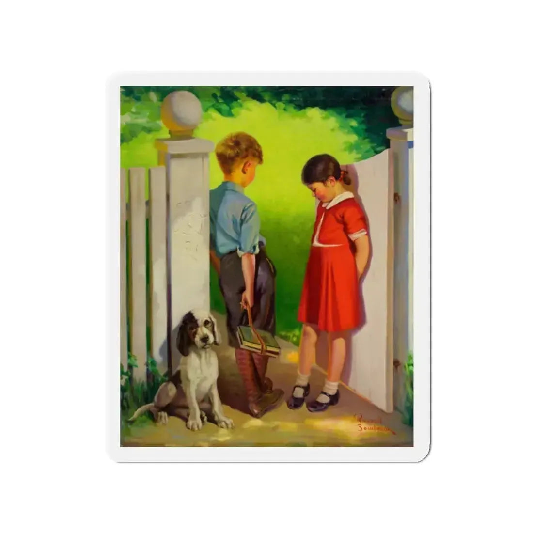Puppy Love_1 (Magazine Illustration) Refrigerator Magnet 2 Inch Die-Cut - The Sticker Space