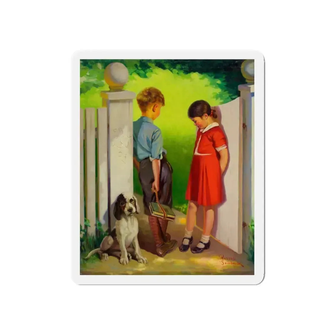 Puppy Love_1 (Magazine Illustration) Refrigerator Magnet 3 Inch Die-Cut - The Sticker Space