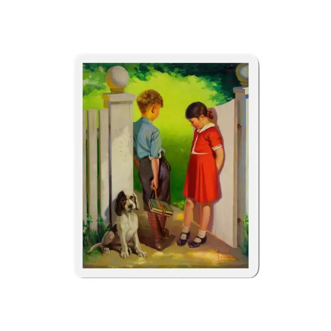 Puppy Love_1 (Magazine Illustration) Refrigerator Magnet 5 Inch Die-Cut - The Sticker Space
