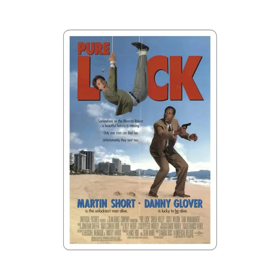 Pure Luck 1991 Movie Poster STICKER Vinyl Die-Cut Decal 5 Inch - The Sticker Space