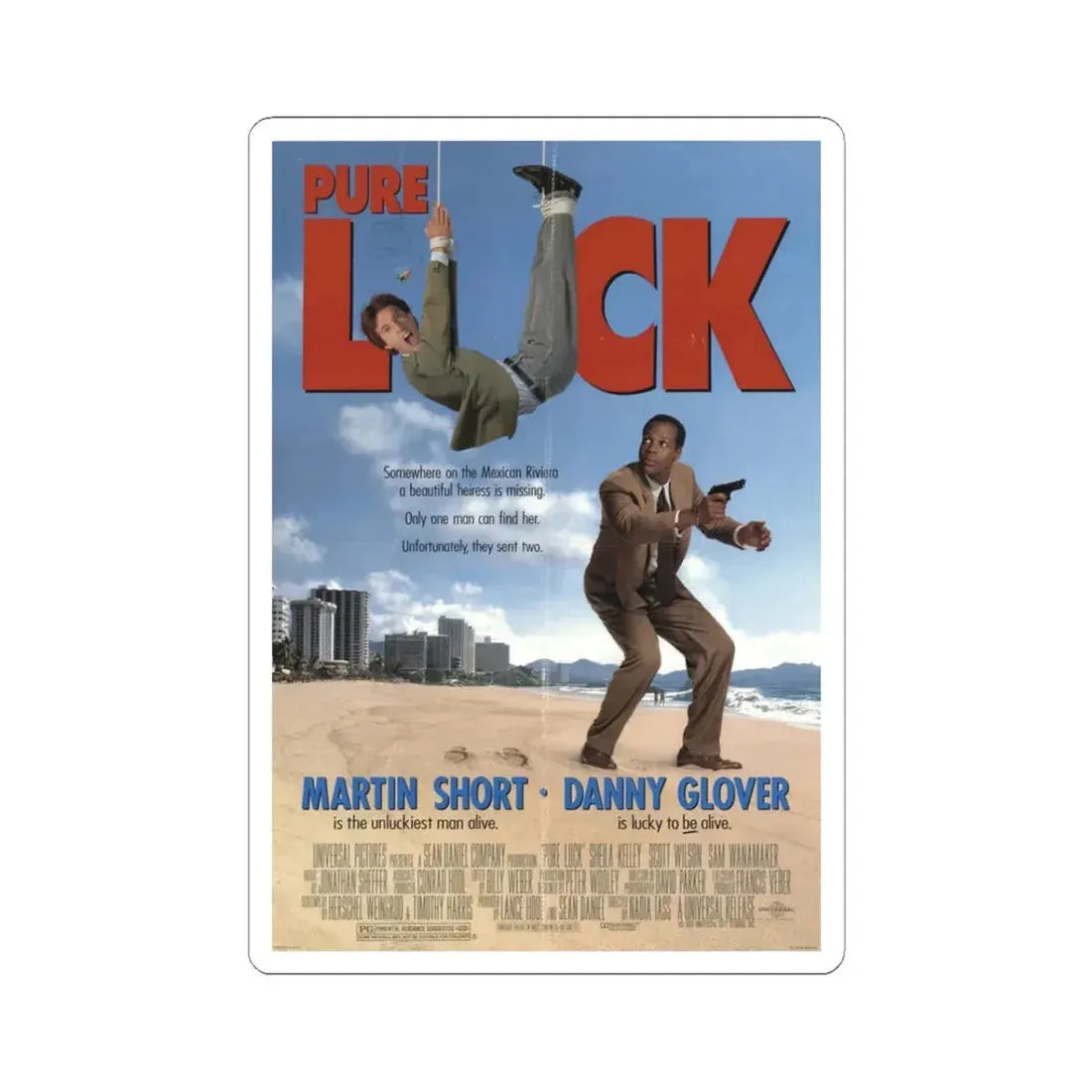 Pure Luck 1991 Movie Poster - STICKER Vinyl Kiss-Cut Decal 3 Inch White - The Sticker Space