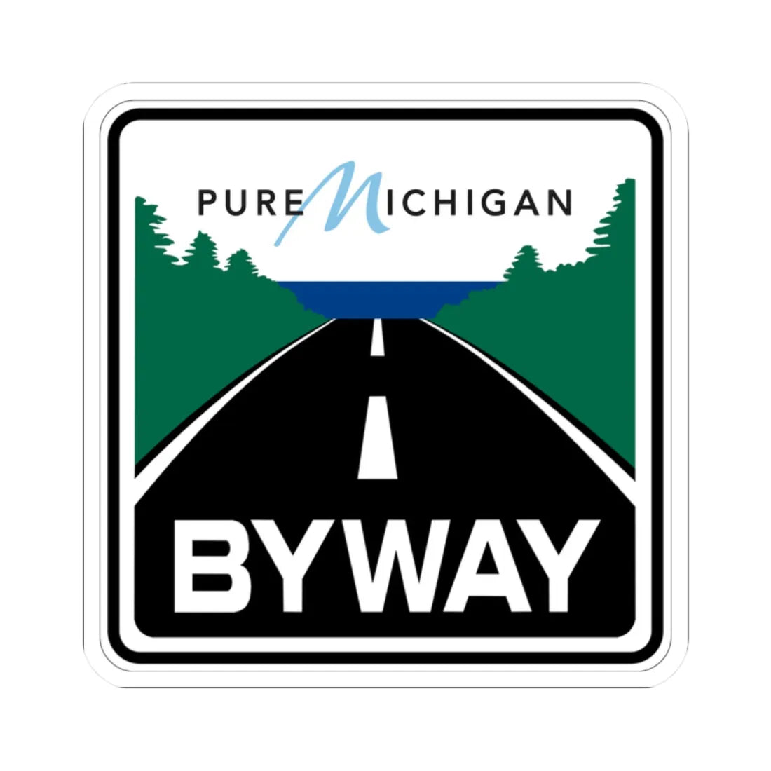 Pure Michigan Byway (Michigan) (Road Sign) STICKER Vinyl Kiss-Cut Decal 2 Inch White - The Sticker Space