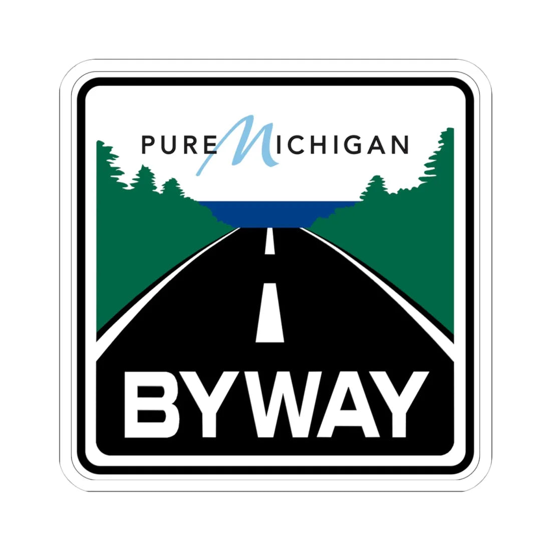 Pure Michigan Byway (Michigan) (Road Sign) STICKER Vinyl Kiss-Cut Decal 4 Inch White - The Sticker Space