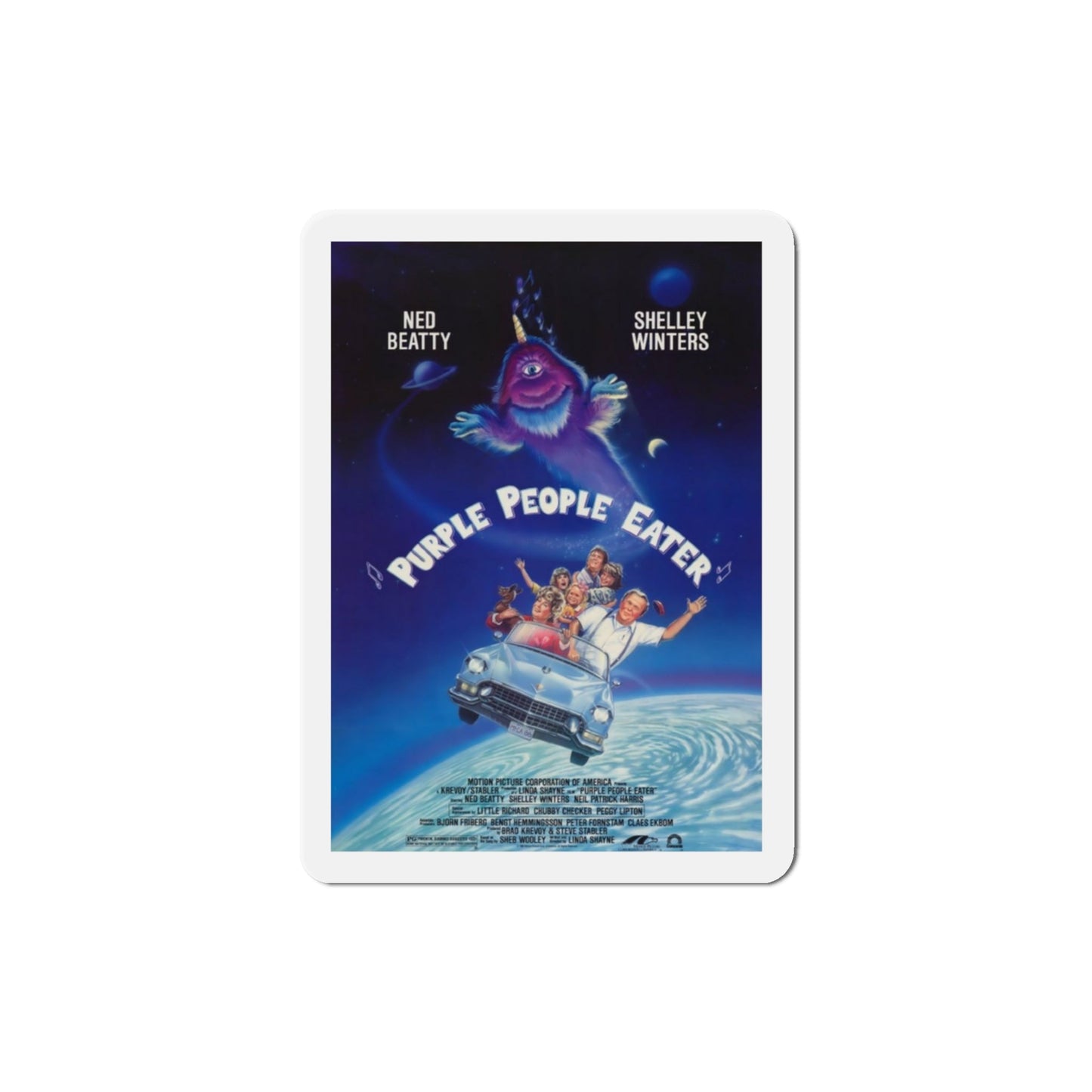 Purple People Eater 1988 Movie Poster Die-Cut Magnet-3" x 3"-The Sticker Space