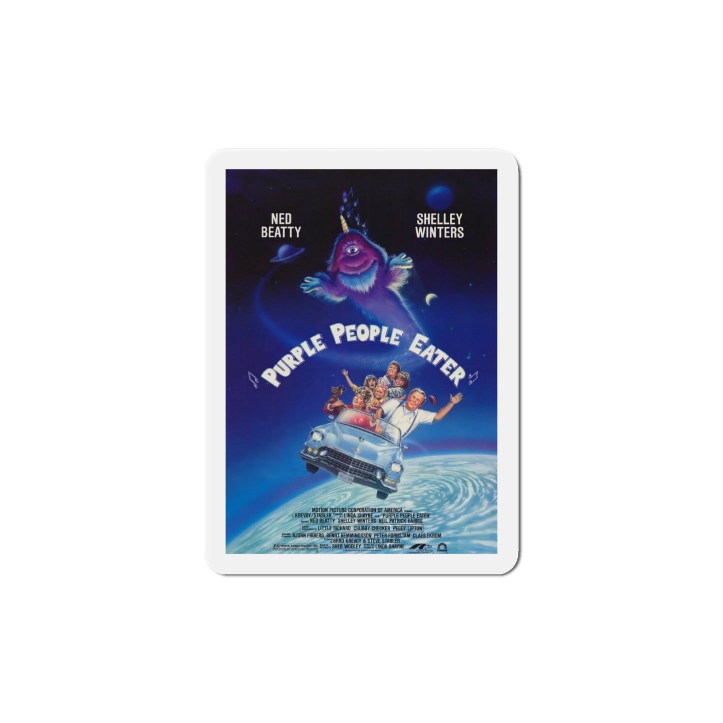 Purple People Eater 1988 Movie Poster Die-Cut Magnet-6 × 6"-The Sticker Space