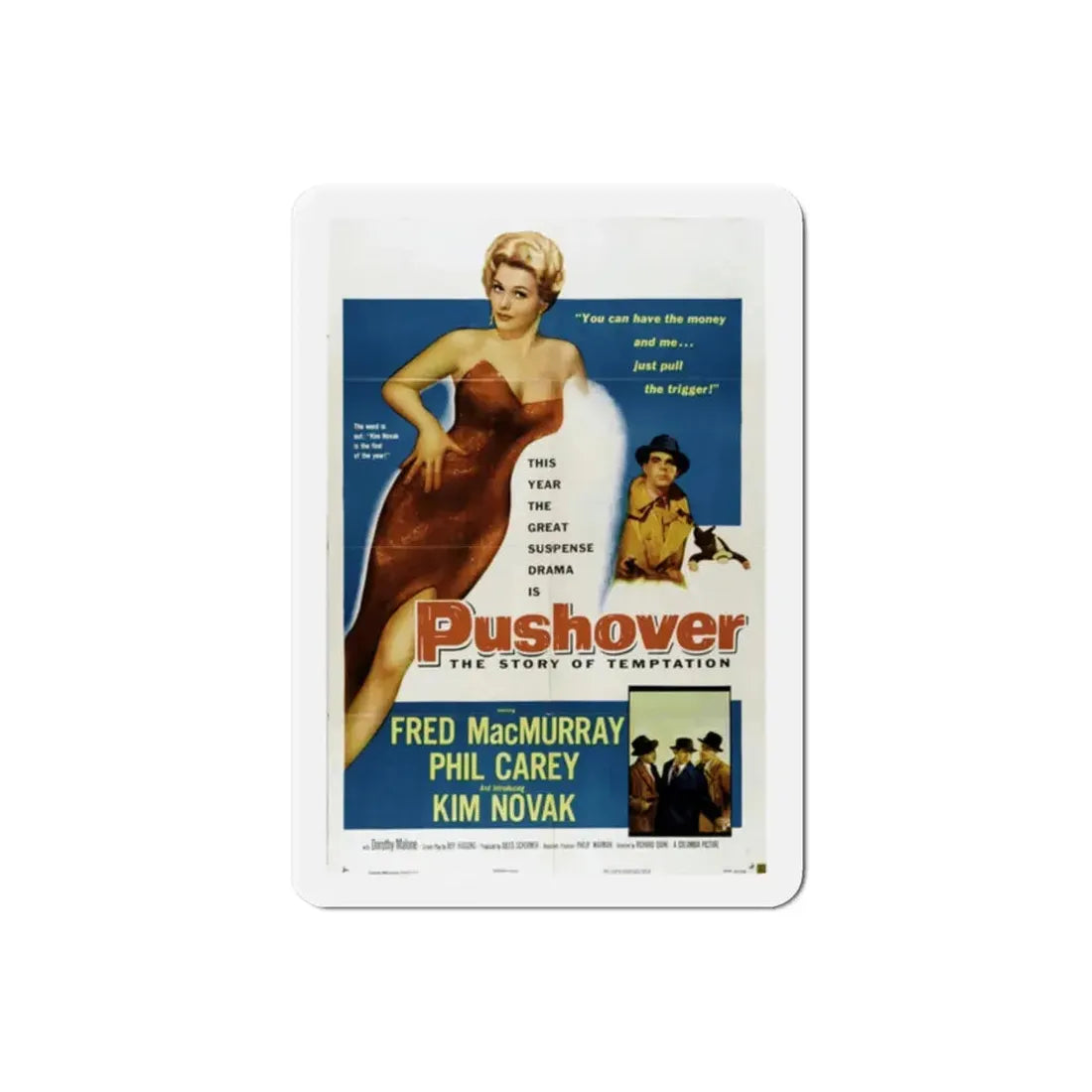 Pushover 1954 Movie Poster Refrigerator Magnet 2 Inch - The Sticker Space