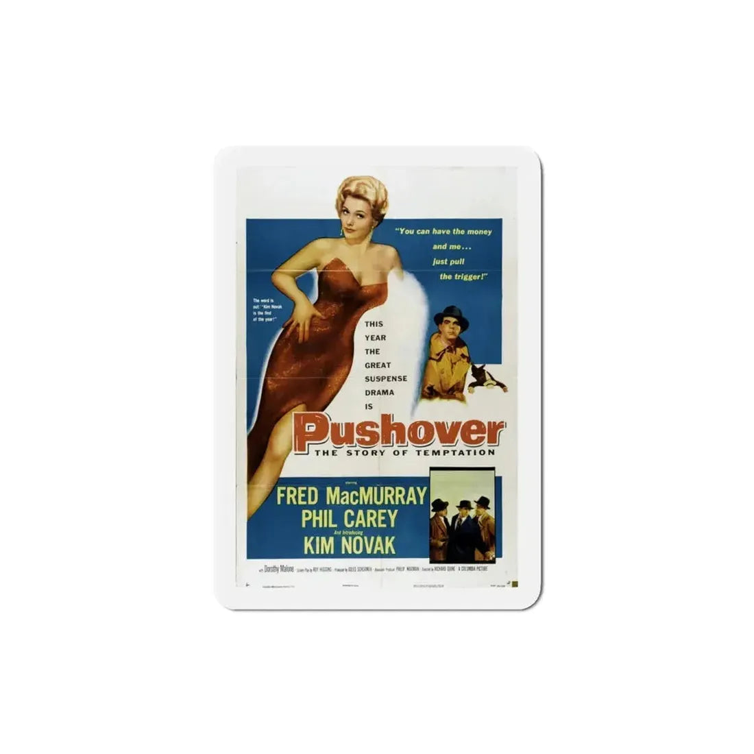 Pushover 1954 Movie Poster Refrigerator Magnet 4 Inch - The Sticker Space