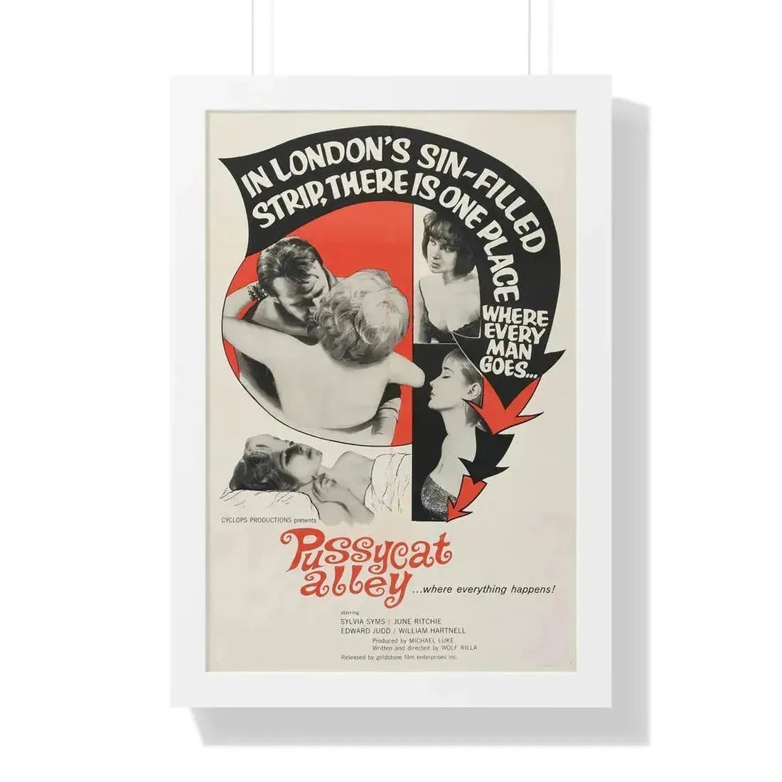PUSSYCAT ALLEY 1965 - Framed Movie Poster 16″ x 24″ White - The Sticker Space