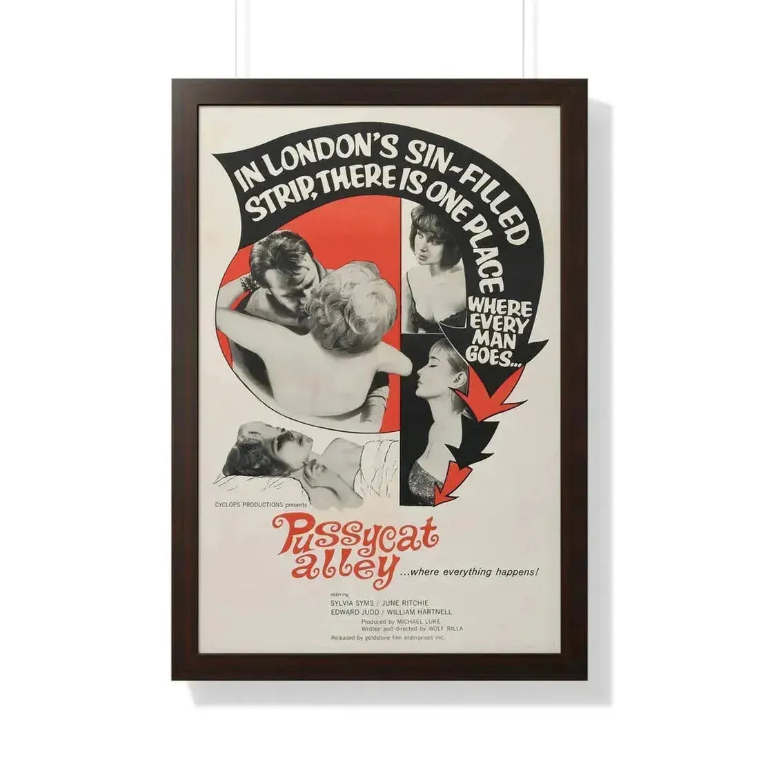 PUSSYCAT ALLEY 1965 - Framed Movie Poster 20" x 30" Walnut - The Sticker Space