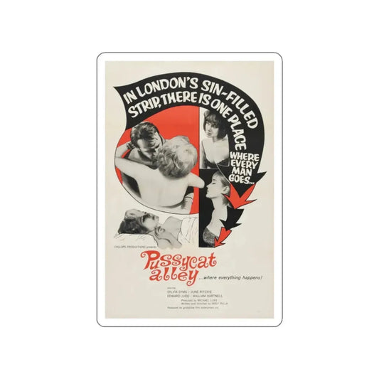 PUSSYCAT ALLEY 1965 Movie Poster STICKER Vinyl Die-Cut Decal 2 Inch - The Sticker Space