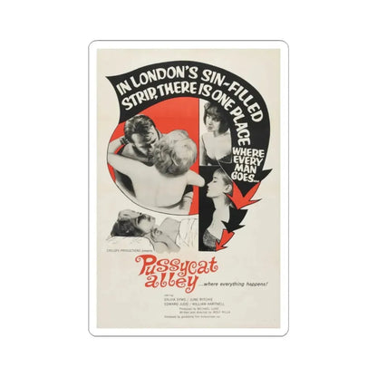 PUSSYCAT ALLEY 1965 Movie Poster - STICKER Vinyl Kiss-Cut Decal 2 Inch White - The Sticker Space