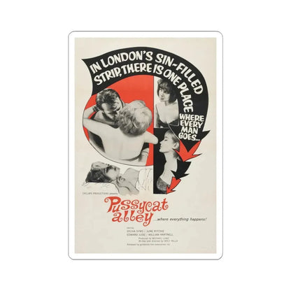 PUSSYCAT ALLEY 1965 Movie Poster - STICKER Vinyl Kiss-Cut Decal 3 Inch White - The Sticker Space