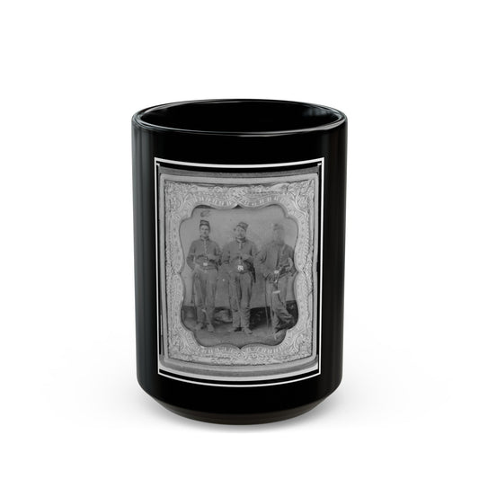 Pvt. Frank A. Remington And Two Other Union Soldiers, Full-Length Portrait, Facing Front (U.S. Civil War) Black Coffee Mug-15oz-The Sticker Space