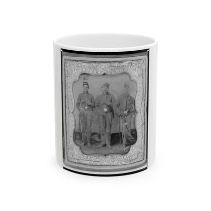 Pvt. Frank A. Remington And Two Other Union Soldiers, Full-Length Portrait, Facing Front (U.S. Civil War) White Coffee Mug-11oz-The Sticker Space