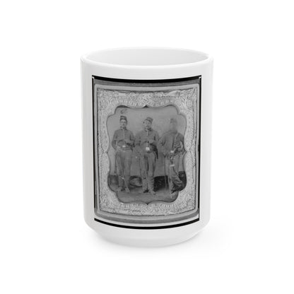 Pvt. Frank A. Remington And Two Other Union Soldiers, Full-Length Portrait, Facing Front (U.S. Civil War) White Coffee Mug-15oz-The Sticker Space