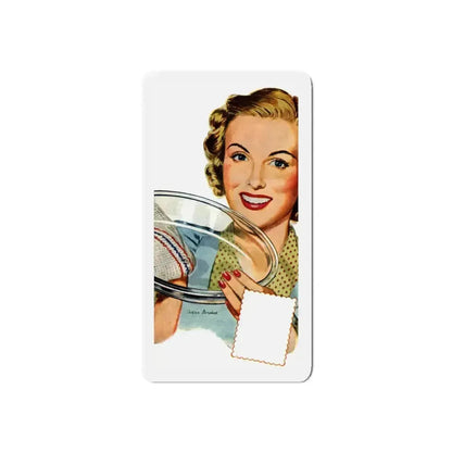 Pyrex Woman, detail from magazine illustraton, 1948 (Magazine Illustration) Refrigerator Magnet 4 Inch Die-Cut - The Sticker Space