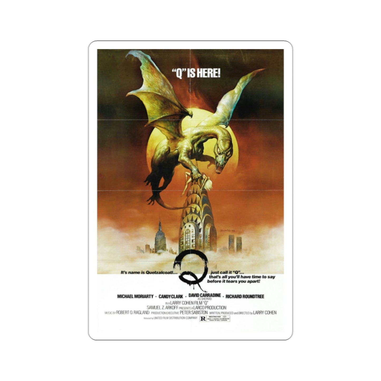 Q 1982 Movie Poster STICKER Vinyl Die-Cut Decal-2 Inch-The Sticker Space