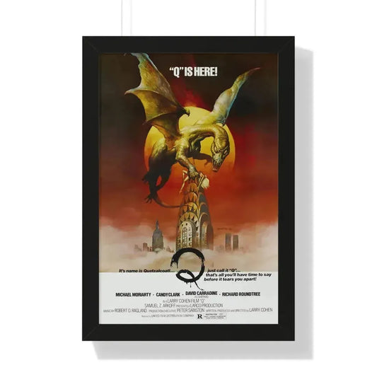 Q THE WINGED SERPENT 1982 - Framed Movie Poster 16″ x 24″ Black - The Sticker Space
