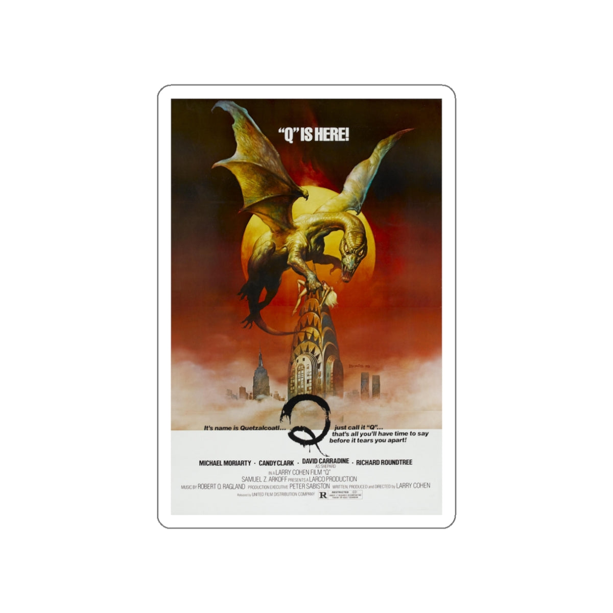 Q THE WINGED SERPENT 1982 Movie Poster STICKER Vinyl Die-Cut Decal-White-The Sticker Space