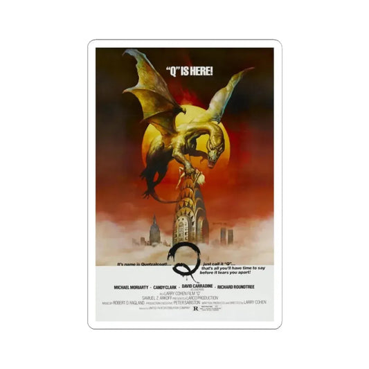 Q THE WINGED SERPENT 1982 Movie Poster - STICKER Vinyl Kiss-Cut Decal 2 Inch White - The Sticker Space