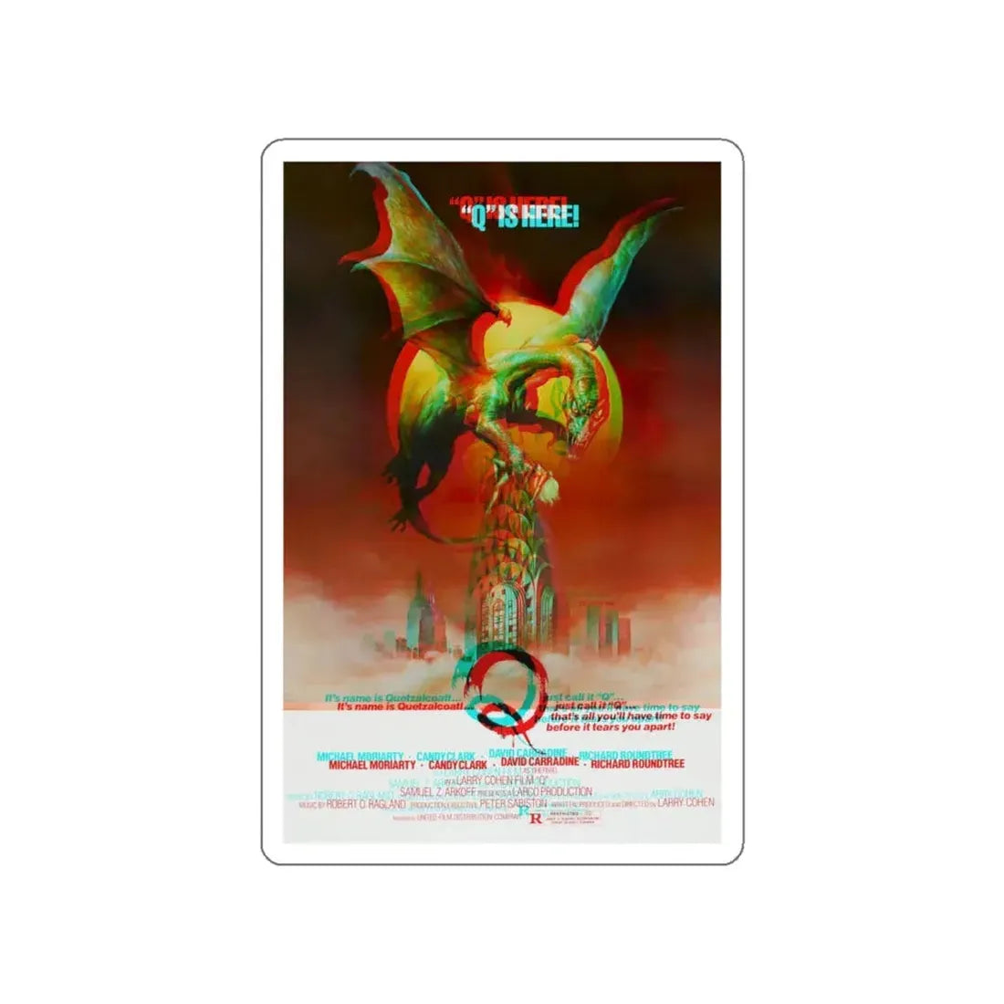 Q THE WINGED SERPENT (3D) 1982 Movie Poster STICKER Vinyl Die-Cut Decal 4 Inch - The Sticker Space