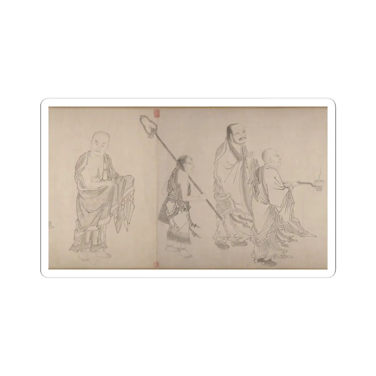 Qiu Ying - The Sixteen Luohans - 16th or 17th century v1 - STICKER Vinyl Kiss-Cut Decal