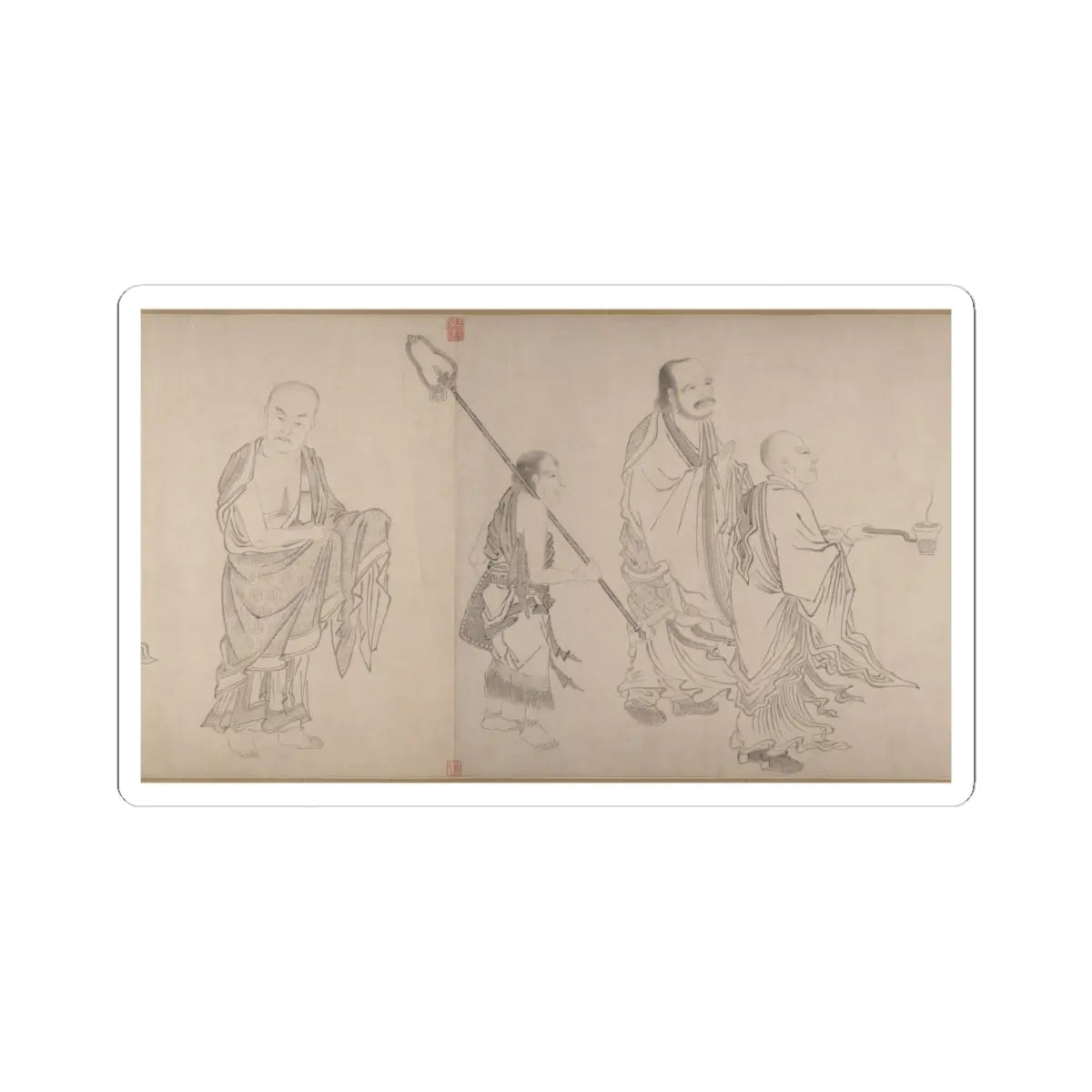 Qiu Ying - The Sixteen Luohans - 16th or 17th century v1 - STICKER Vinyl Kiss-Cut Decal