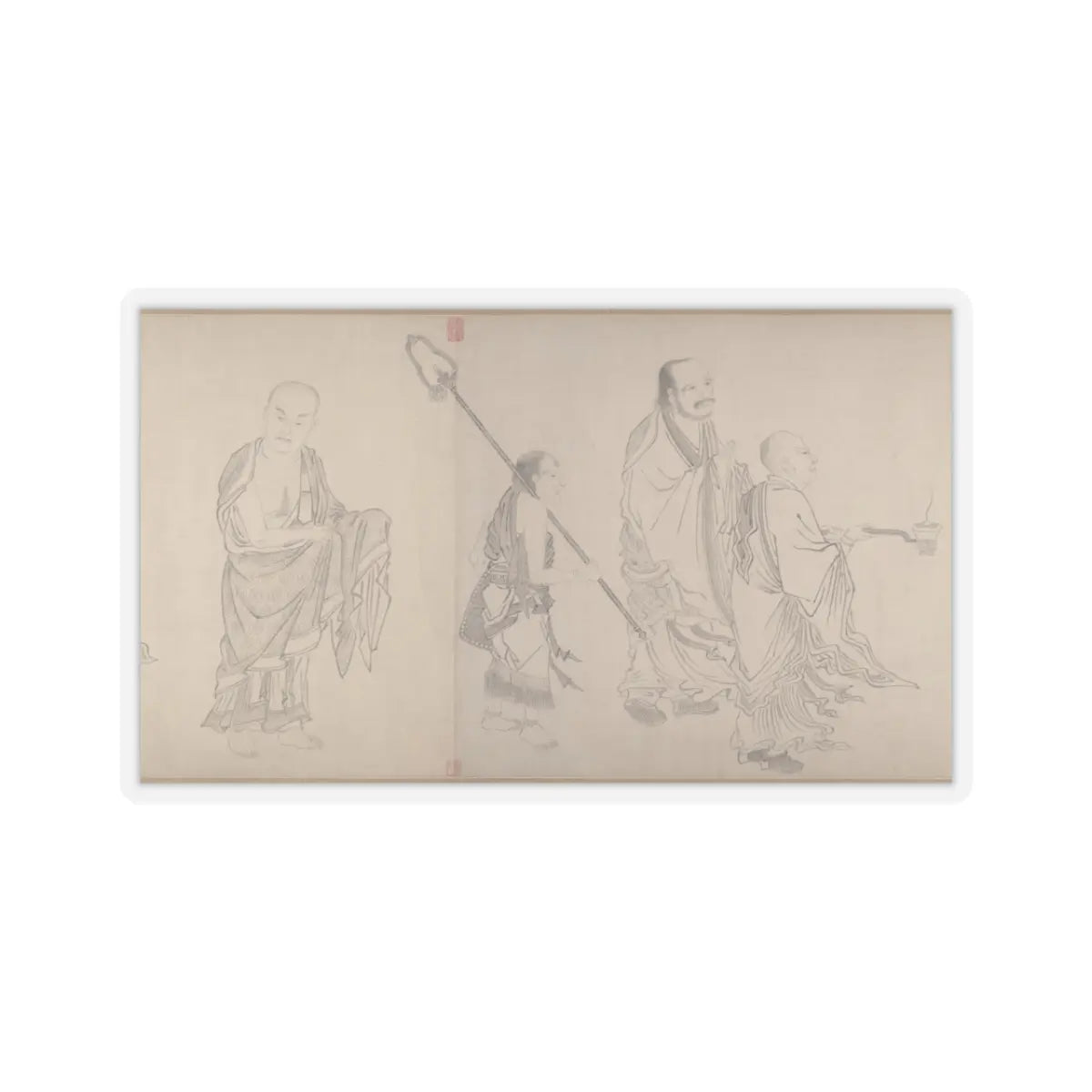 Qiu Ying - The Sixteen Luohans - 16th or 17th century v1 - STICKER Vinyl Kiss-Cut Decal