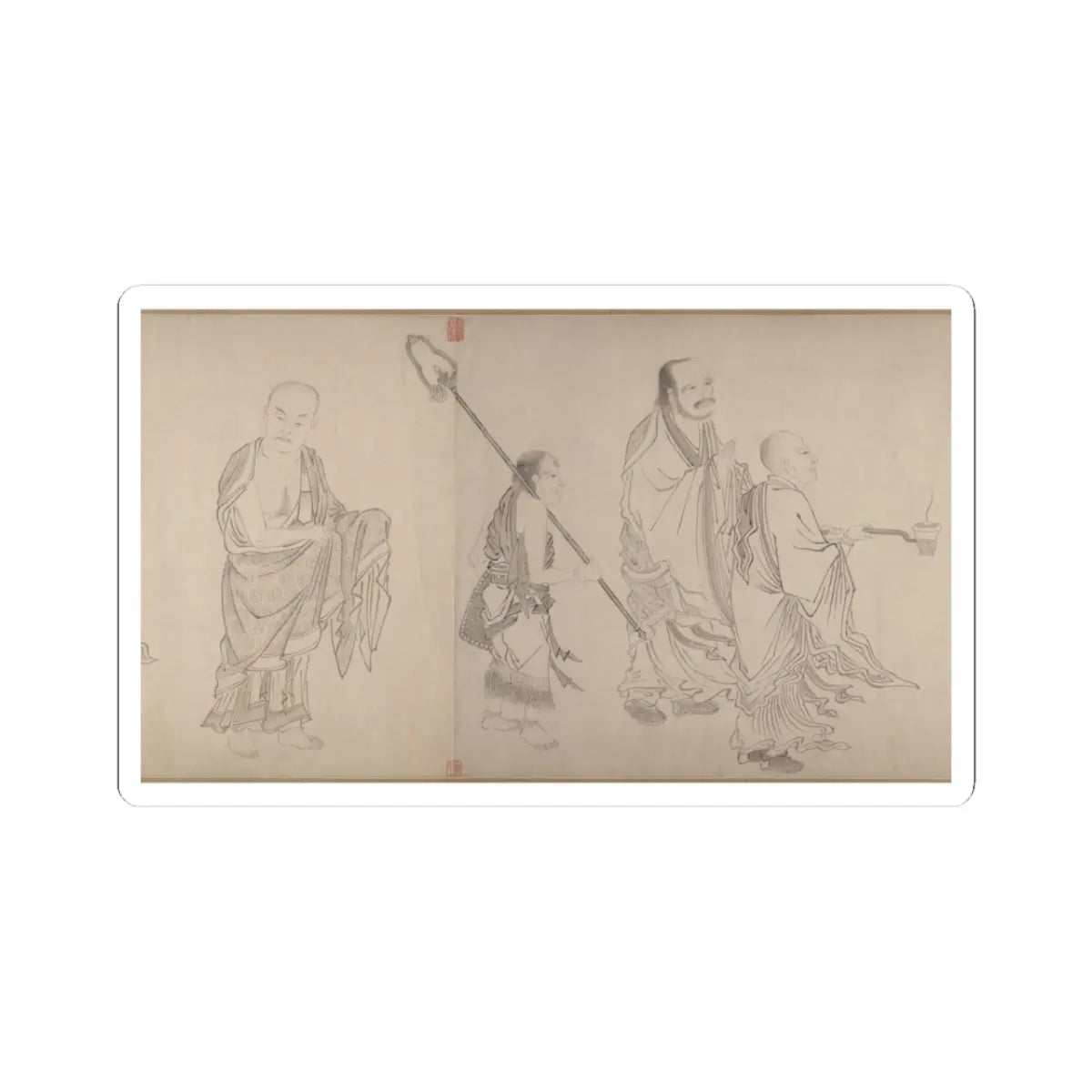 Qiu Ying - The Sixteen Luohans - 16th or 17th century v1 - STICKER Vinyl Kiss-Cut Decal