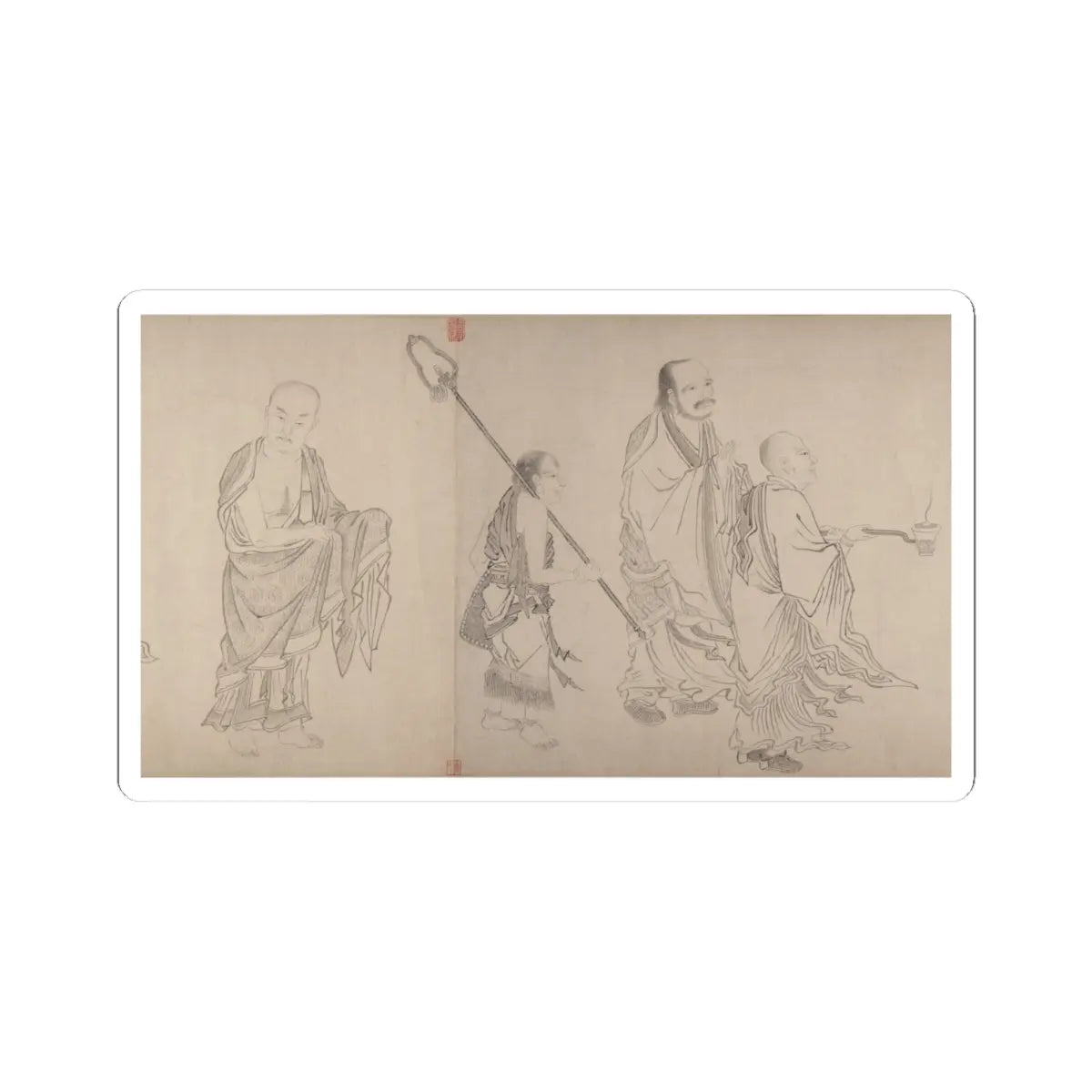 Qiu Ying - The Sixteen Luohans - 16th or 17th century v11 - STICKER Vinyl Kiss-Cut Decal