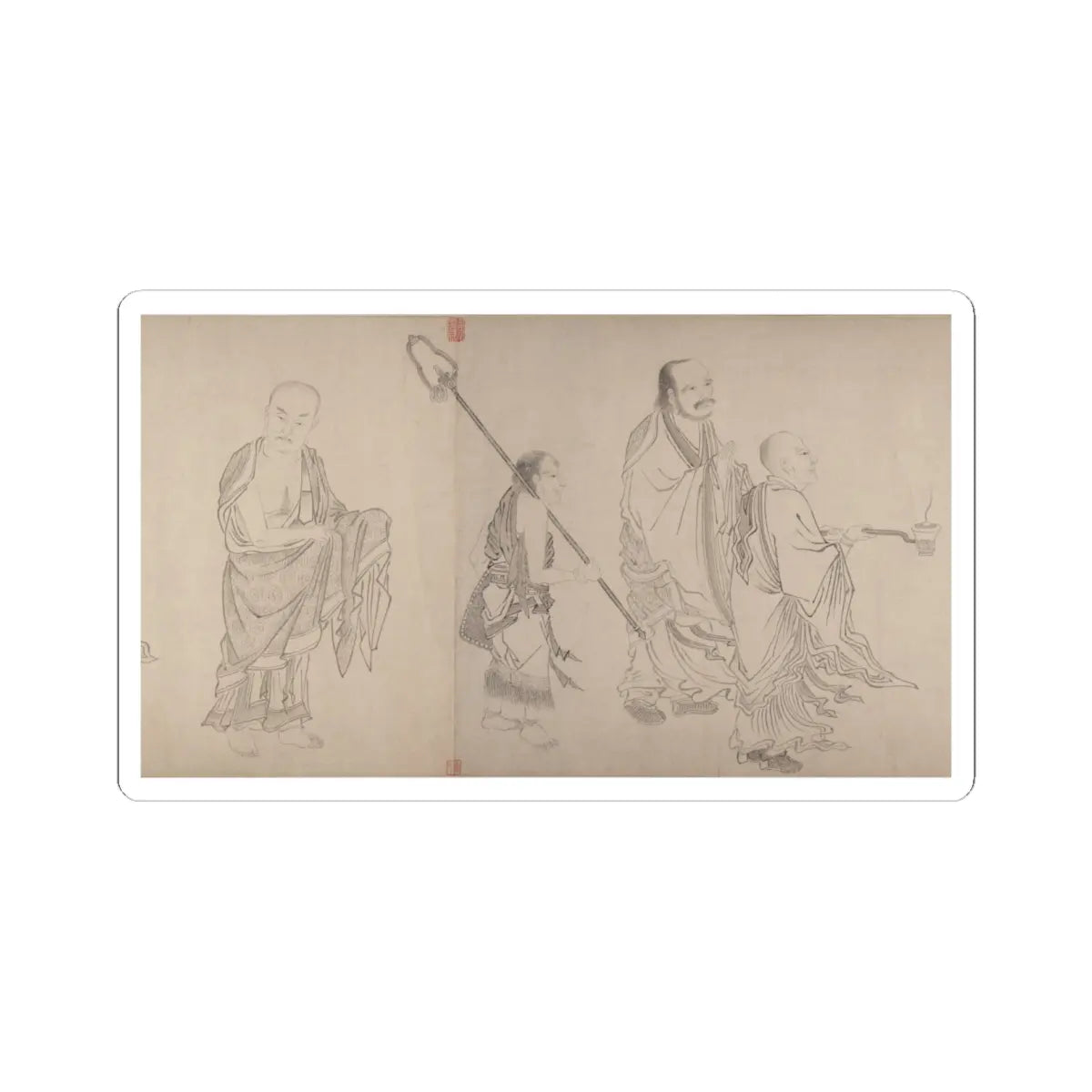 Qiu Ying - The Sixteen Luohans - 16th or 17th century v11 - STICKER Vinyl Kiss-Cut Decal