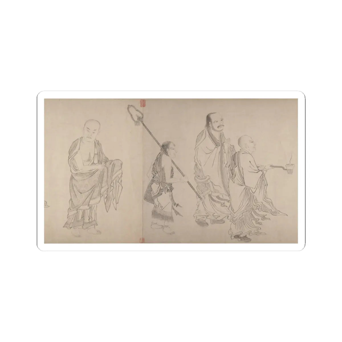Qiu Ying - The Sixteen Luohans - 16th or 17th century v11 - STICKER Vinyl Kiss-Cut Decal