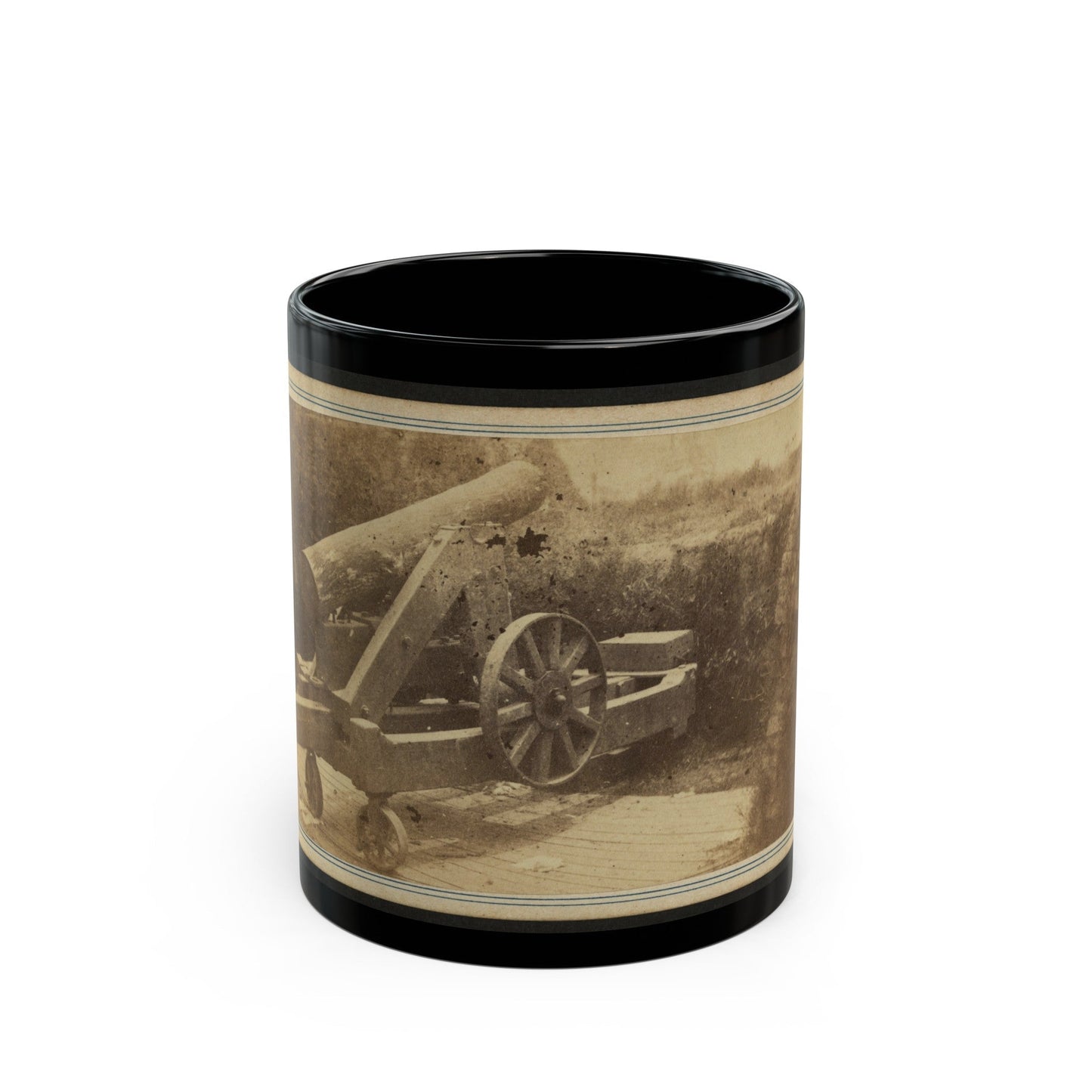 Quaker Gun Mounted On Bluff Of Port Hudson, La. (U.S. Civil War) Black Coffee Mug-11oz-The Sticker Space