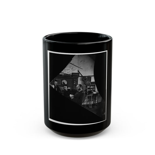 Quarters Of Dr. David Mckay (Army Of The James), Interior View Withi Men Playing Cards (U.S. Civil War) Black Coffee Mug-15oz-The Sticker Space