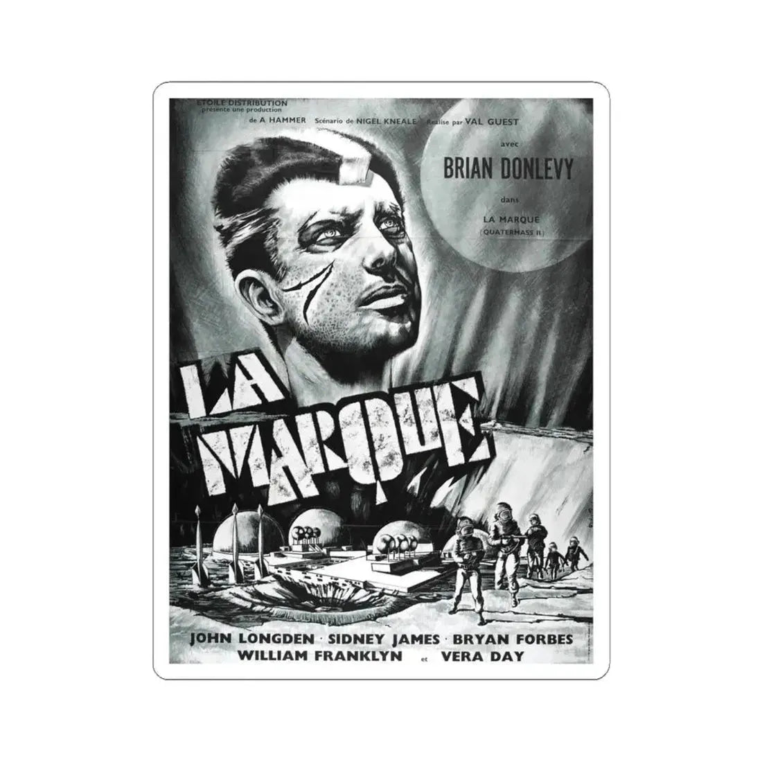 QUATERMASS II (FRENCH) 1957 Movie Poster - STICKER Vinyl Kiss-Cut Decal 4 Inch White - The Sticker Space