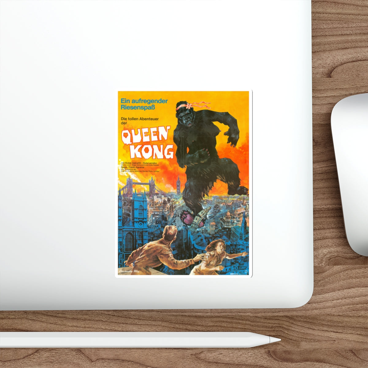 QUEEN KONG (GERMAN) 1976 Movie Poster STICKER Vinyl Die-Cut Decal-The Sticker Space