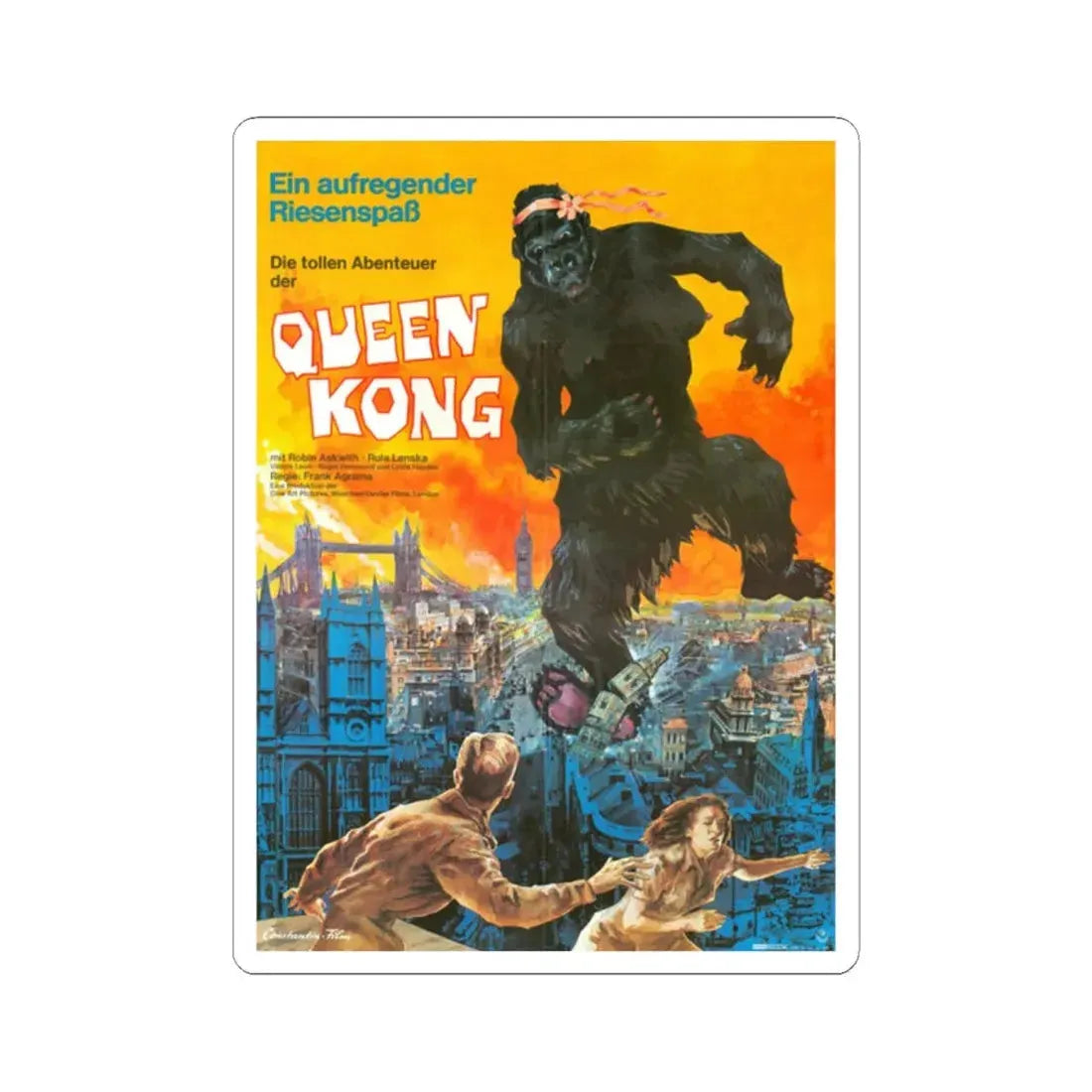 QUEEN KONG (GERMAN) 1976 Movie Poster - STICKER Vinyl Kiss-Cut Decal 2 Inch White - The Sticker Space