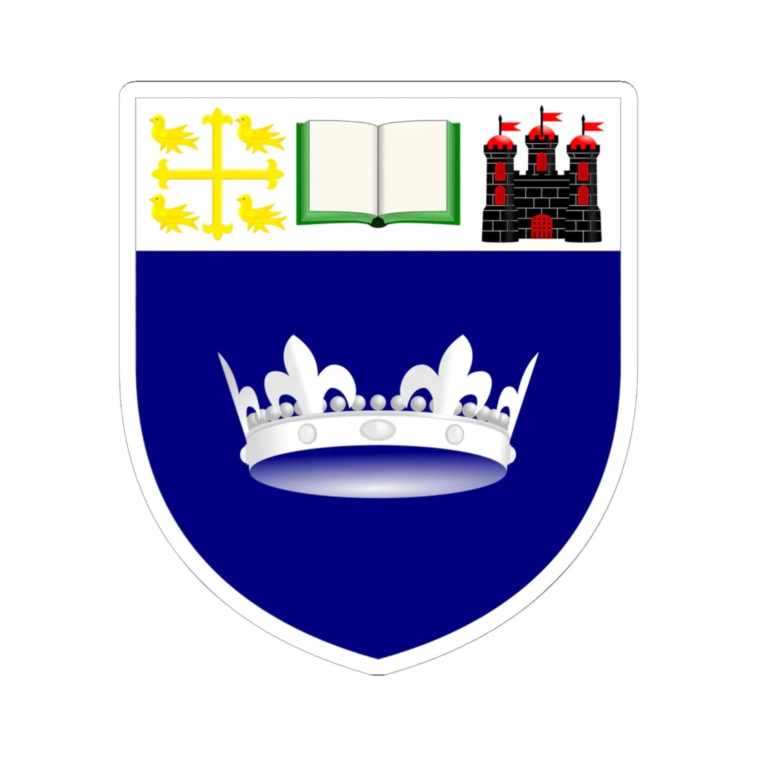 Queen Margaret University arms (United Kingdom) (Coat of Arms) STICKER Vinyl Kiss-Cut Decal 6 Inch White - The Sticker Space