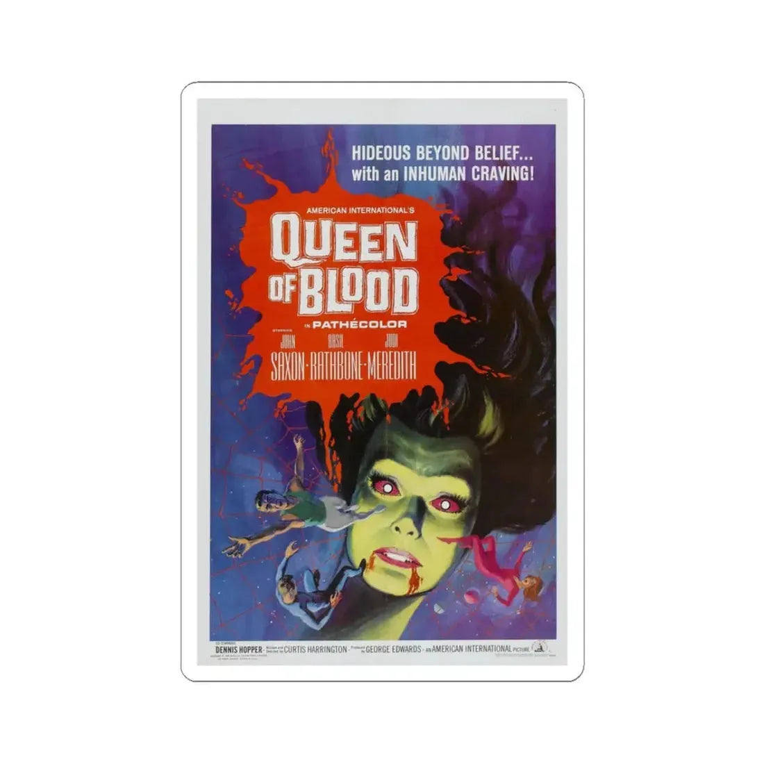 QUEEN OF BLOOD 1966 Movie Poster - STICKER Vinyl Kiss-Cut Decal 3 Inch White - The Sticker Space