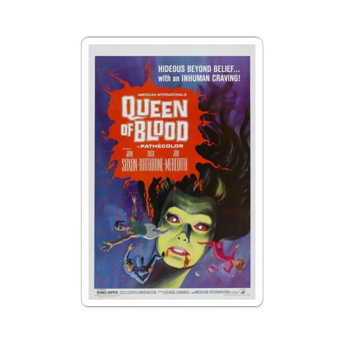QUEEN OF BLOOD 1966 Movie Poster - STICKER Vinyl Kiss-Cut Decal 4 Inch White - The Sticker Space