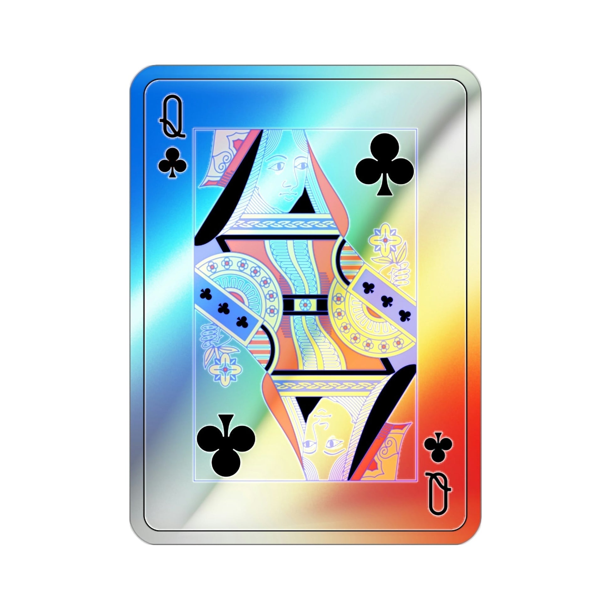 Queen of Clubs Playing Card Holographic STICKER Die-Cut Vinyl Decal-2 Inch-The Sticker Space