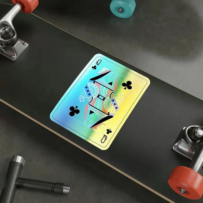 Queen of Clubs Playing Card Holographic STICKER Die-Cut Vinyl Decal - The Sticker Space