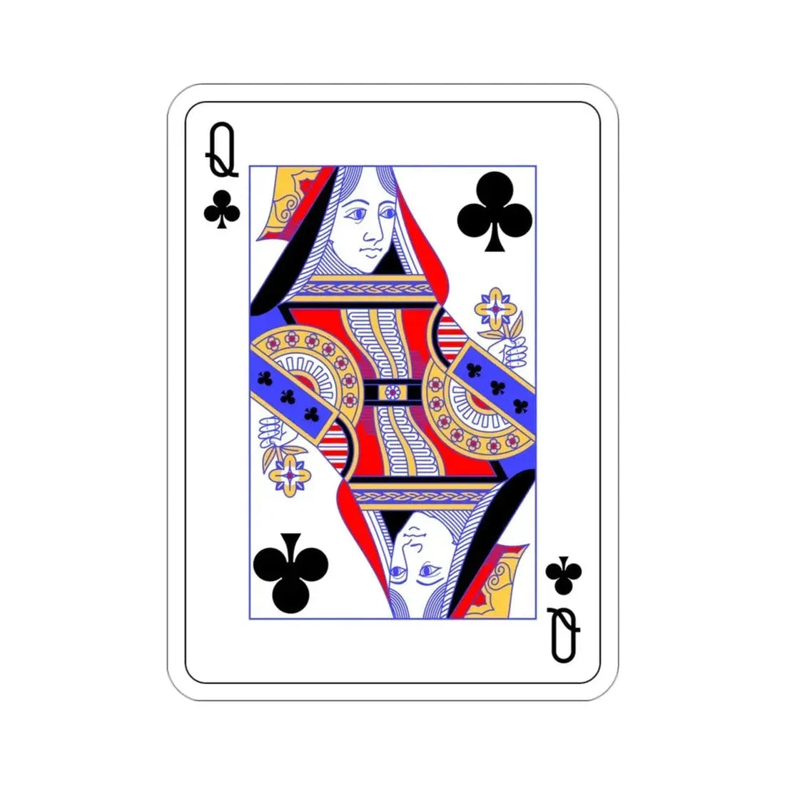 Queen of Clubs Playing Card STICKER Vinyl Die-Cut Decal 3 Inch - The Sticker Space