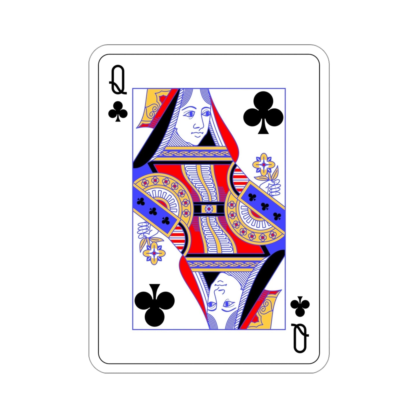 Queen of Clubs Playing Card STICKER Vinyl Die-Cut Decal-4 Inch-The Sticker Space