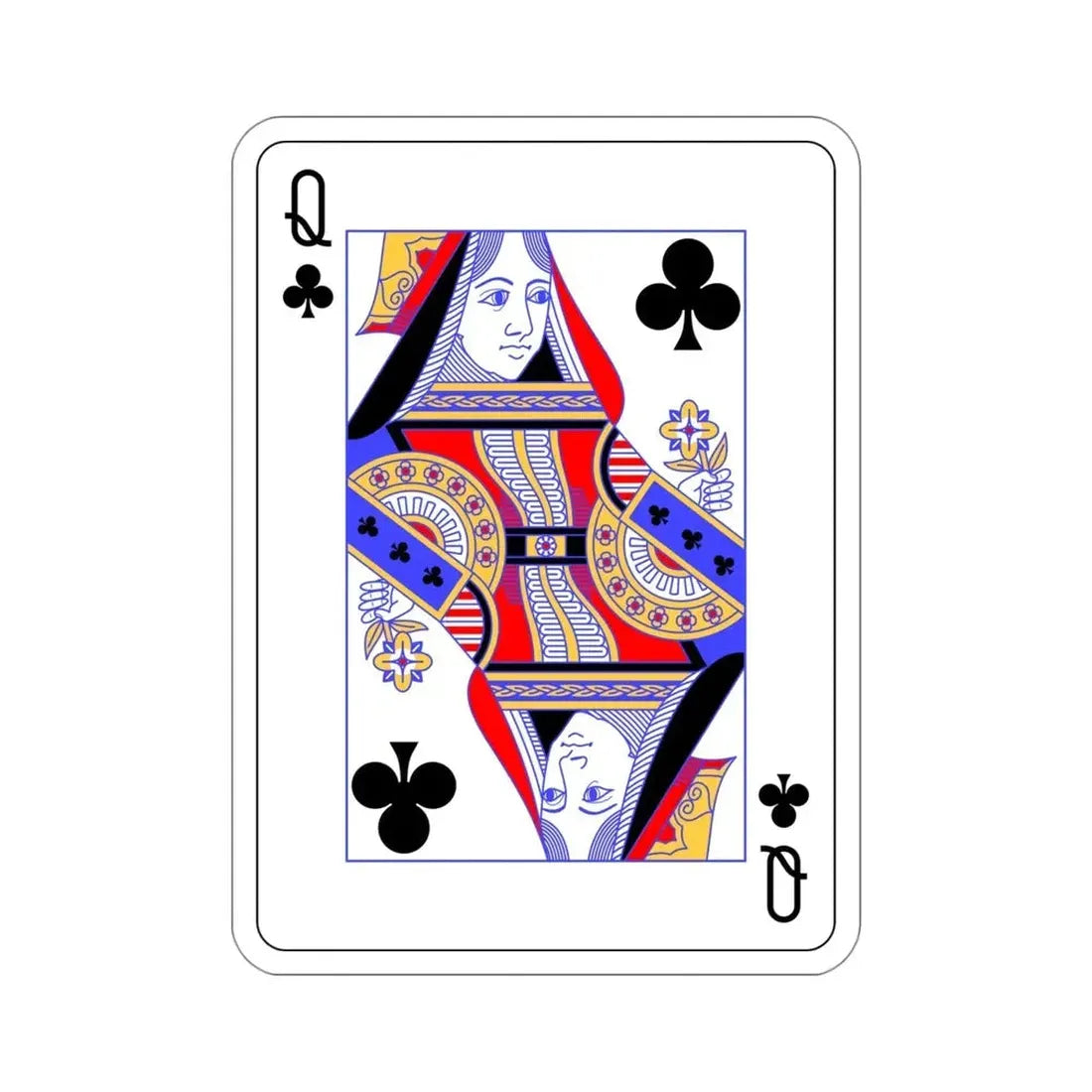Queen of Clubs Playing Card STICKER Vinyl Die-Cut Decal 4 Inch - The Sticker Space