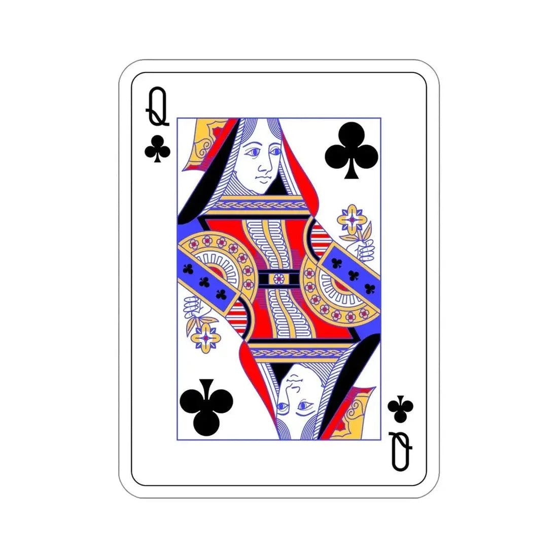 Queen of Clubs Playing Card STICKER Vinyl Die-Cut Decal 5 Inch - The Sticker Space