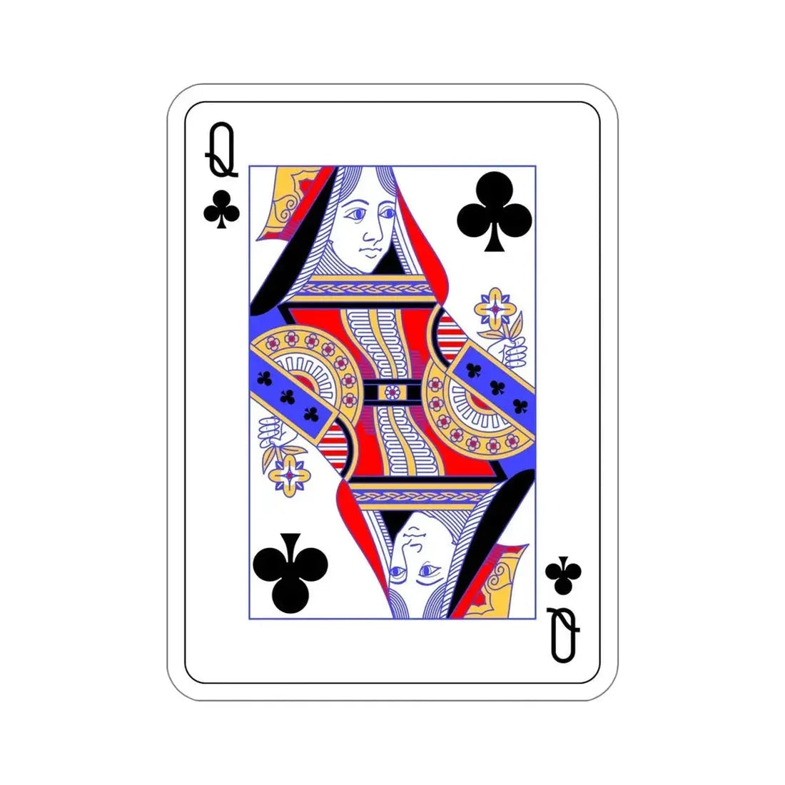Queen of Clubs Playing Card STICKER Vinyl Die-Cut Decal 6 Inch - The Sticker Space
